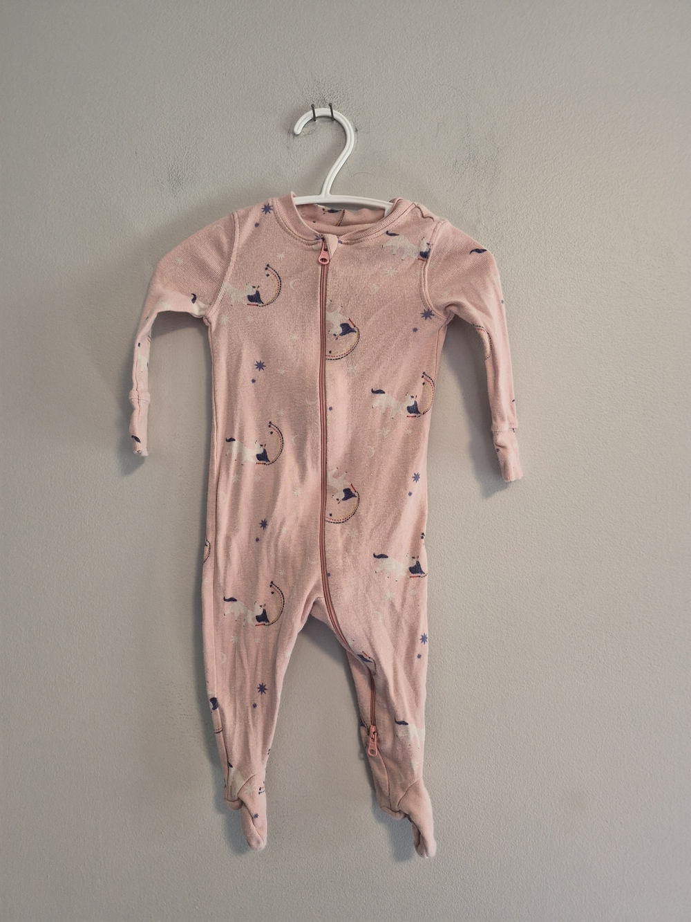 Rise Little Earthling 6/9m Pink Unicorn Zip Up Sleeper